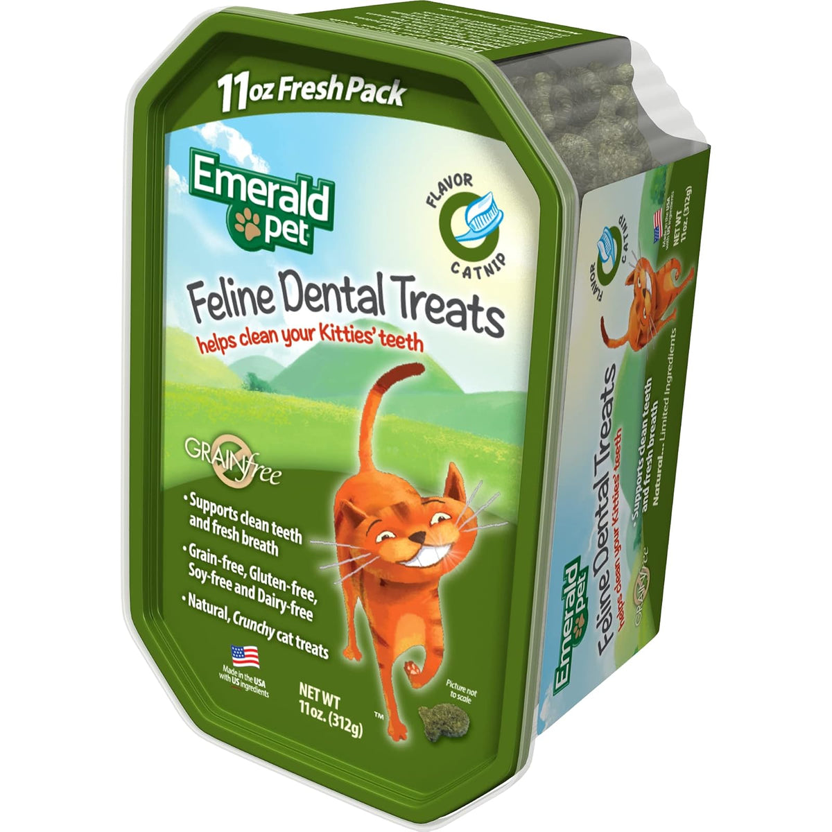 Premios dentales Emerald Pet para gato, sabor salmón o catnip - Catnip - 312 g
