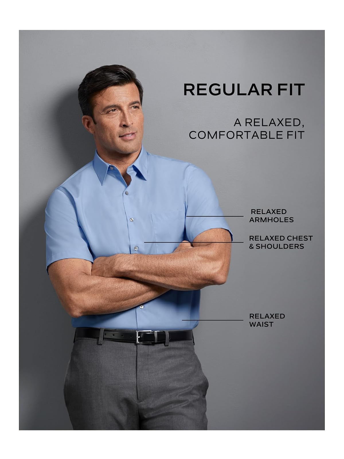 Van Heusen Camisa de Vestir de Manga Corta Oxford de Ajuste Regular Camisa de Vestir para para Hombre