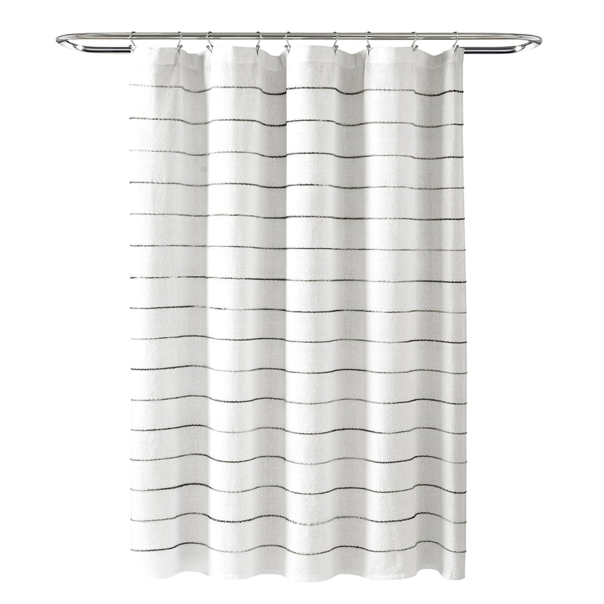 Lush Decor - Cortina de Ducha de algodón teñida con Hilo Degradado, 72 Pulgadas de Ancho x 72 Pulgadas de Largo, Gris y Multi - Cortinas de Ducha de Tela - Cortina de baño a Rayas - Decoración de
