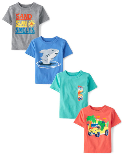 The Children's Place Camiseta de Manga Corta para niños y niños pequeños, 2 Unidades Camiseta para Niños