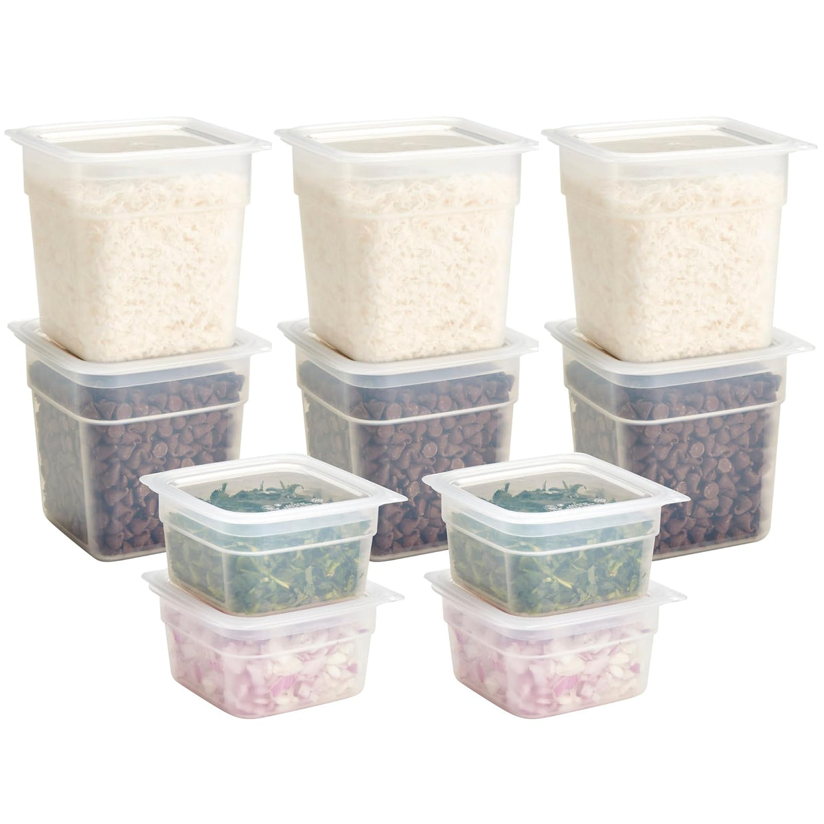 Cambro Recipientes de almacenamiento de alimentos sin BPA con tapas, 16 y 32 onzas, juego de 20 piezas, translúcido