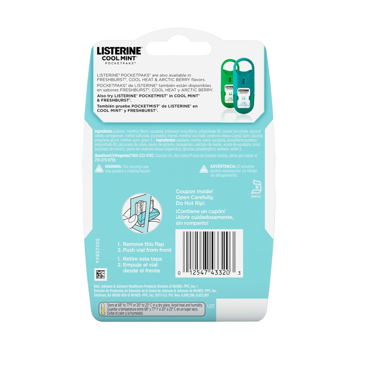 Listerine Cool Mint Pocketpaks Breath Strips Kills Bad Breath Germs, 24-Strip Pack, 3 Pack (72 Total Strips)