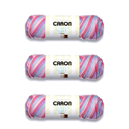 Caron Simply Soft Estambre Acrílico Diseños Especiales, Paquete de 3 x 141 g - Times Square Stripes