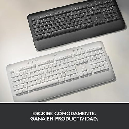 Logitech Signature K650 Teclado Confort, Estándar, Ergonómico, con Navegación Web, Captura de Pantalla y más Atajos, USB Bluetooth BLE o Logi Bolt, para PC/Windows/Mac - Grafito