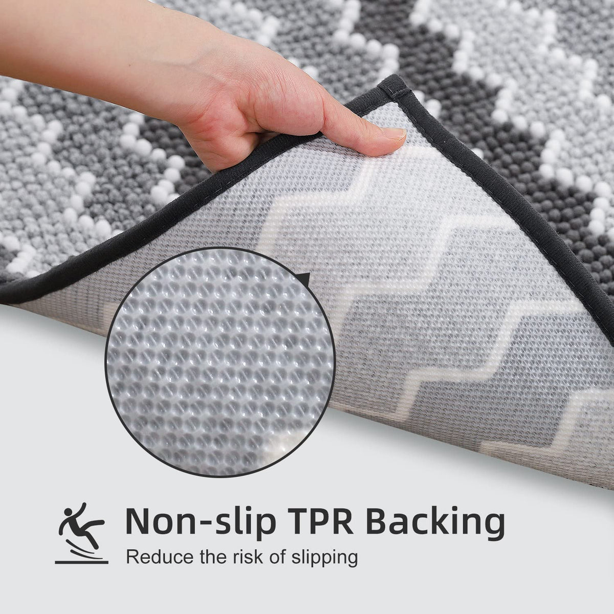 KASENTEX - Alfombras de baño Suaves de Lujo de 24 x 36 Pulgadas, alfombras de baño de felpilla lanuda absorbentes, duraderas, Antideslizantes, lavadas a máquina, para baño, Tina y Ducha, Color Gris