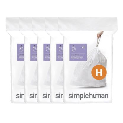 simplehuman Bolsas de Basura a la Medida Paquete de 60 - 100 Unidades - Código H