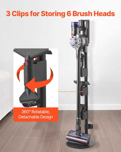 VEVOR Soporte de Aspiradora Compatible con Aspiradoras Verticales y Accesorios de las Series V7, V8, V10, V11, V12 y V15 Soporte Estable con 4 Almohadillas Antideslizantes, 3 Clips para 6 Cabezales
