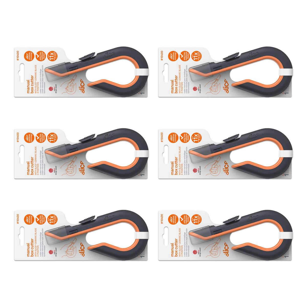 Slice 10503 cortador de caja retráctil automático con hoja de cerámica, Locking Blade, Pacquete 6