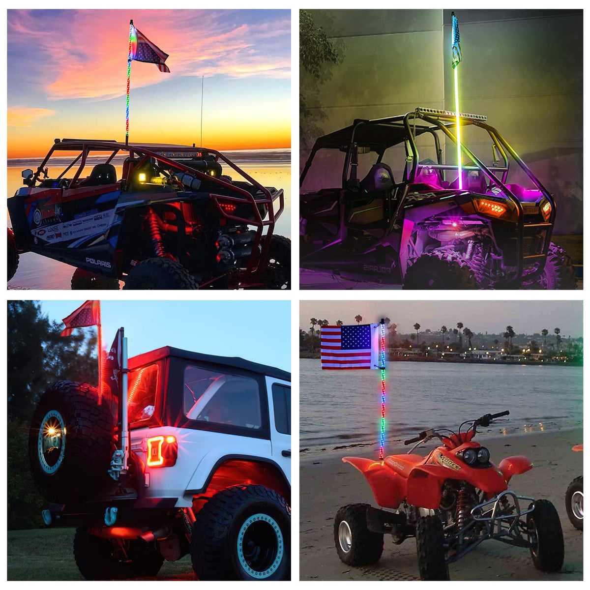 Nilight Luz Látigo LED RGB Espiral 3FT con Control Remoto RF para ATV UTV Polaris RZR