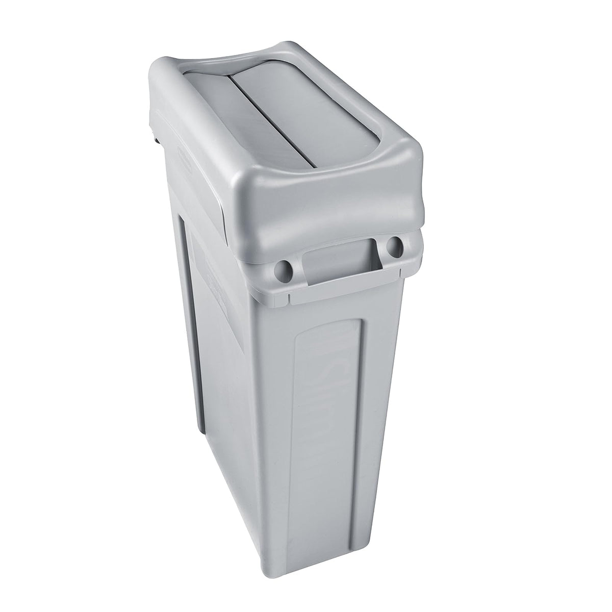 Rubbermaid Commercial Products Slim Jim® – Tapa Abatible para Contenedor, Oculta Residuos y Permite Acceso sin Contacto, Codificación por Colores para Separación de Residuos, Gris FG267360GRAY