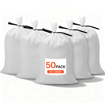 VEVOR Sacos de Arena Vacíos, con Cintas, Carga de 22,6 kg, de Polipropileno Tejido, Resistentes al Desgarro y a los Rayos UV para Barreras de Protección contra Inundaciones, 400 x 660 mm, 50 uds