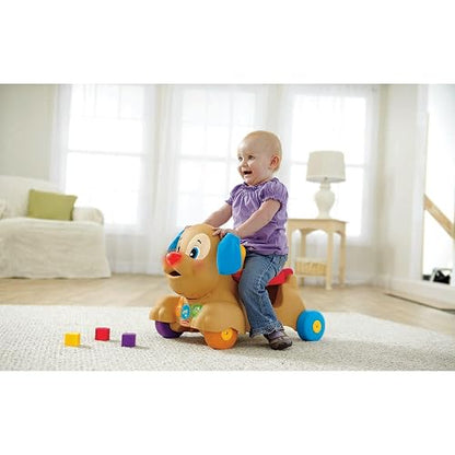 Fisher-Price Ríe y Aprende Andadera Perrito Camina Conmigo 9+ Meses | Más de 50 canciones, melodías y frases; convertible a montable, con luces