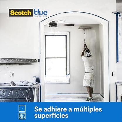 SCOTCH BLUE 3M Masking Tape Azul para Pintores 1 rollo de 48mm x 54.8m | Ideal para pintura, Evita filtraciones, Adherencia profesional, Se retira sin dejar residuos, No maltrata la superficie
