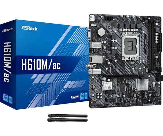 ASRock H610M/AC Soporta procesadores Intel® Core™ de 13ª generación y 12ª generación y próxima generación (LGA1700)