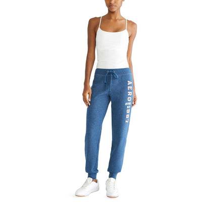 Aeropostale Aero Logo Jogger de Forro Polar Mujer - XL - Azul Insignia