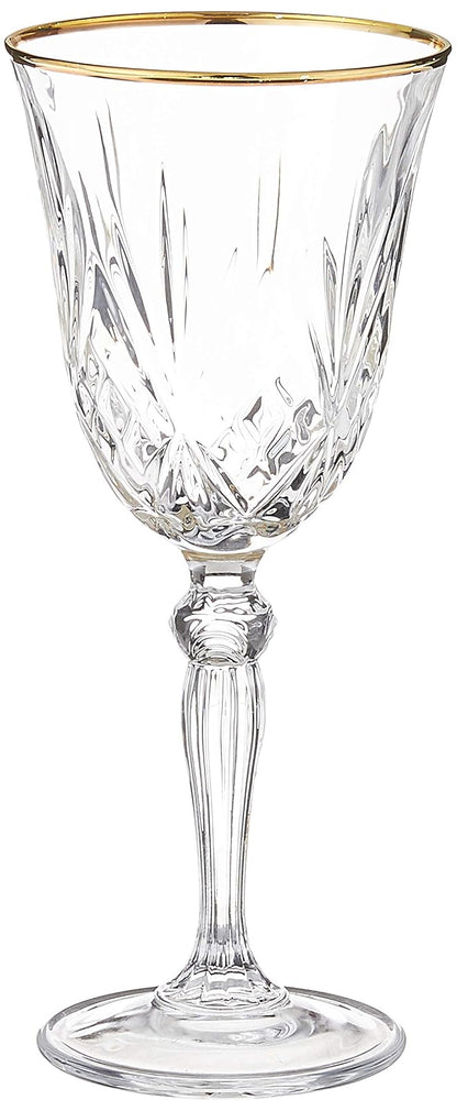 Lorren Home Trends Siena Collection Copas de Cristal con Borde Dorado - Vino blanco