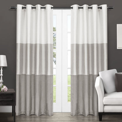Exclusive Home Cortinas Chateau de Rayas en Seda Sintética con Ojales - Gris paloma - 137.2An x 274.3Al cm (2 Paneles)