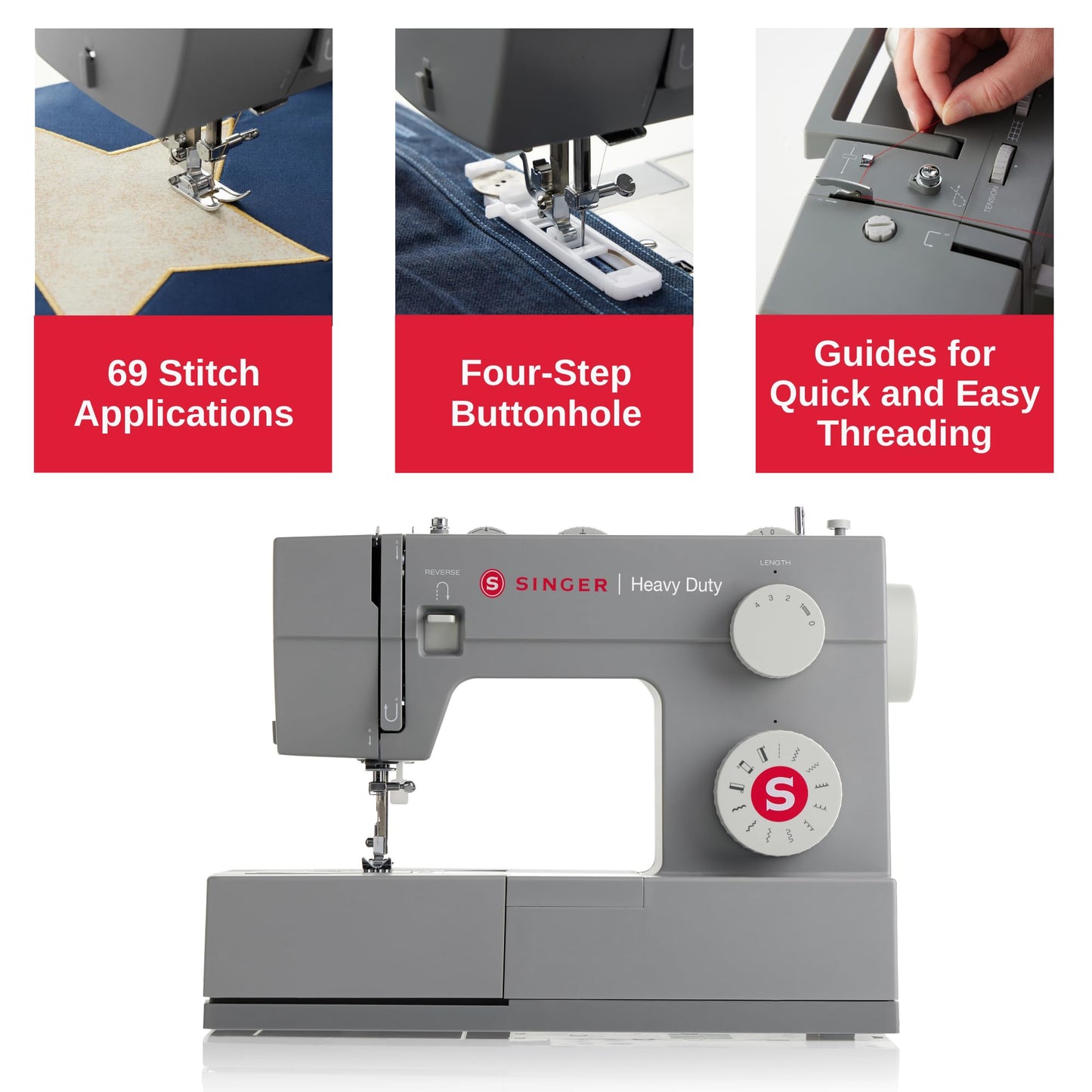 SINGER - Kit de accesorios para máquina de coser resistente 4411, apto para principiantes, color gris