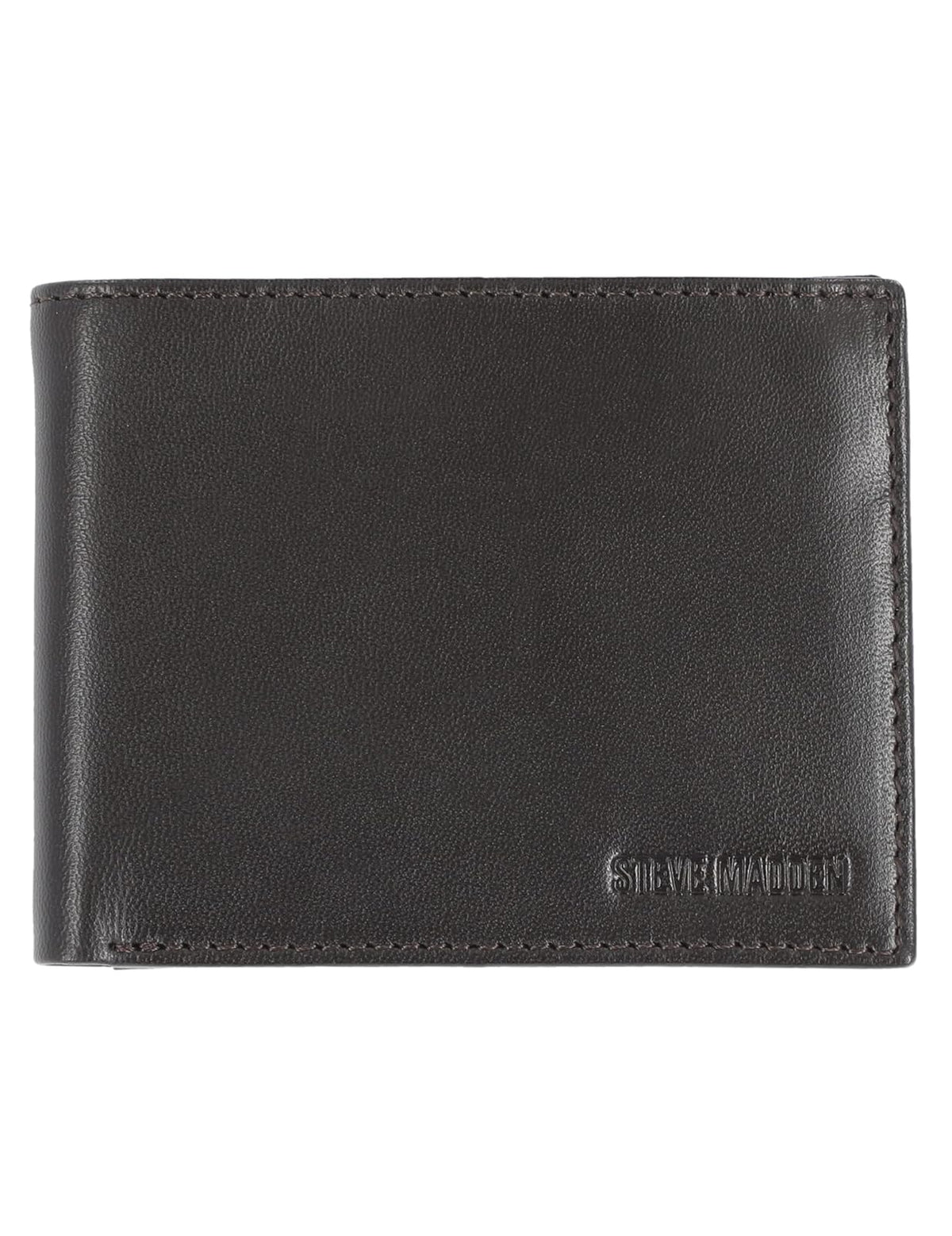 Steve Madden - portafolios delgada de piel para hombre con capacidad extra adjunta con bolsillos abatibles - café (Guante) - Talla Única