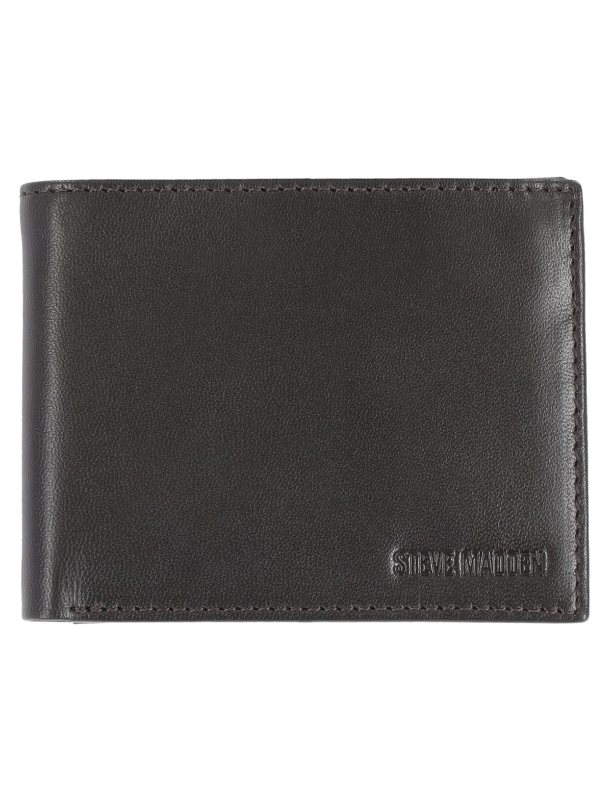 Steve Madden - portafolios delgada de piel para hombre con capacidad extra adjunta con bolsillos abatibles, café (Guante), Talla única