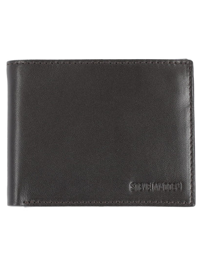 Steve Madden - portafolios delgada de piel para hombre con capacidad extra adjunta con bolsillos abatibles, café (Guante), Talla única