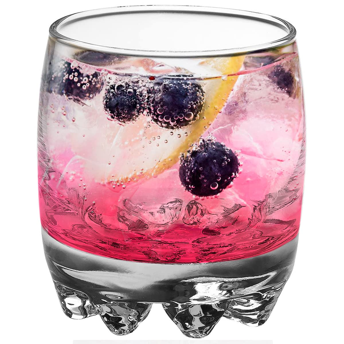 Trilogy | Pack de 6 Vasos Old Fashioned de Vidrio Italiano, Para Agua y Cocteles, Colección Galattico, Base Antideslizante, Transparente, de 300 mililitros