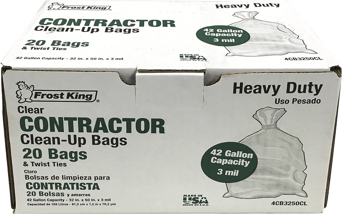 Frost King CB3250CLSP CB3250 - Contratista resistente en caja, 32 x 50 x 3 mil, 20 bolsas, transparente