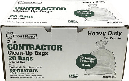 Frost King CB3250CLSP CB3250 - Contratista resistente en caja, 32 x 50 x 3 mil, 20 bolsas, transparente