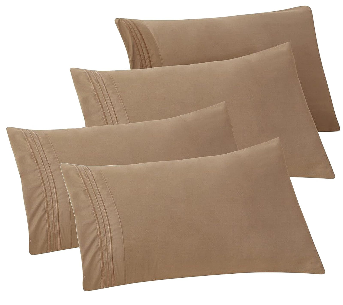 Elegant Comfort Fundas de Almohada 1500 Hilos - King - Paquete de 4 - Gris pardo