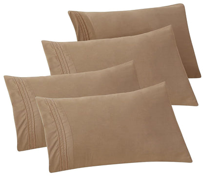 Elegant Comfort Fundas de Almohada 1500 Hilos - King - Paquete de 4 - Gris pardo