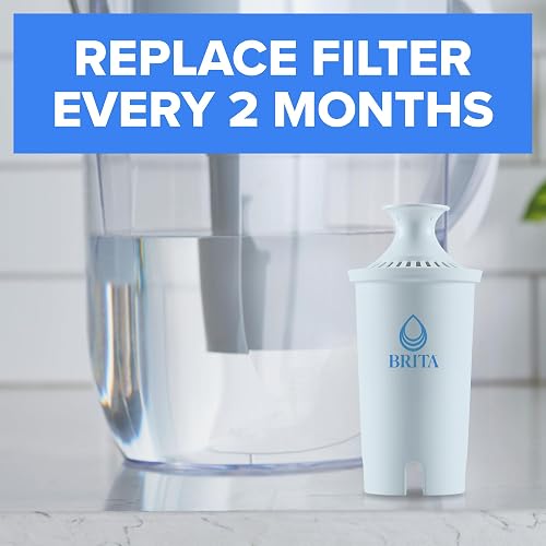 Brita Plus Filtro de agua, sin BPA, filtro de repuesto de alta densidad para jarras y dispensadores, reduce 2 contaminantes*, dura dos meses o 40 galones, incluye 6 filtros