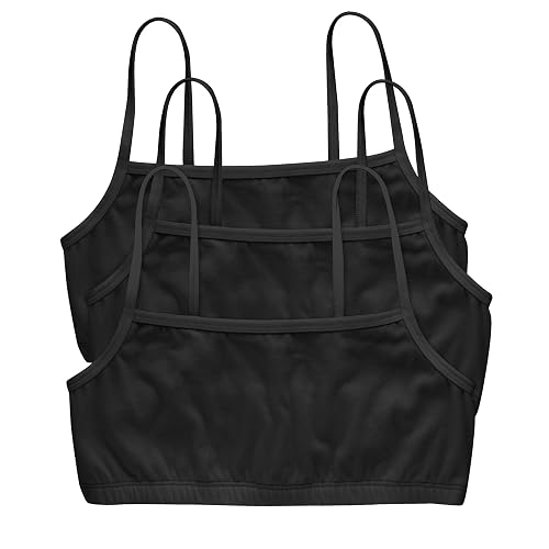 Hanes Bralette de Tirantes, Brasier de bajo Impacto, Bralette de algodón elástico refrescante, Paquete de 3 Sujetador para Mujer