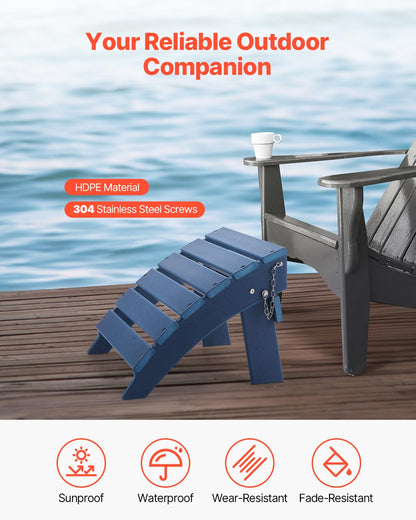 VEVOR Adirondack otomano, 15.7 pulgadas de largo x 18.9 pulgadas de ancho x 13 pulgadas de alto, otomana Adirondack plegable, resistente a la intemperie para silla Adirondack, ampliamente utilizado