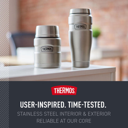 Thermos - Tarro de comida de acero inoxidable King de 16 onzas, Acero inoxidable, 16 oz, 1