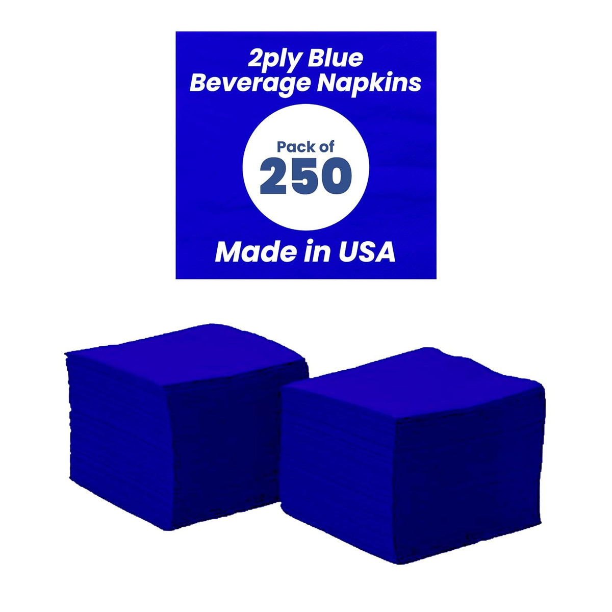 Perfectware Servilletas para Bebidas de 2 Capas, Paquete de 250 Piezas - Package of 250ct - Azul marino