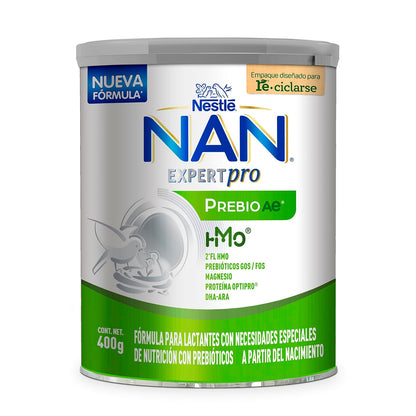 NAN Expert Pro Prebio AE Fórmula para Lactantes a Partir del Nacimiento, de 0 a 6 meses, con Prebióticos y DHA-ARA Lata 400 g