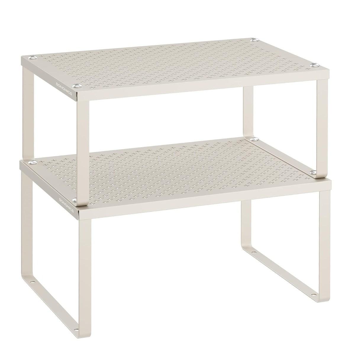 SONGMICS Especiero Estante para Especias, Apilable, Juego de 2, Negro - Beige Avena - 1
