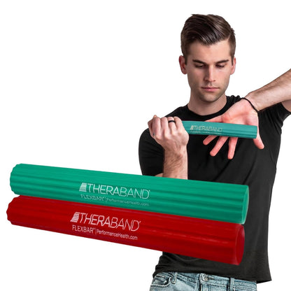 TheraBand FlexBar Rojo Mediano - Barra de Terapia para Codo de Tenista