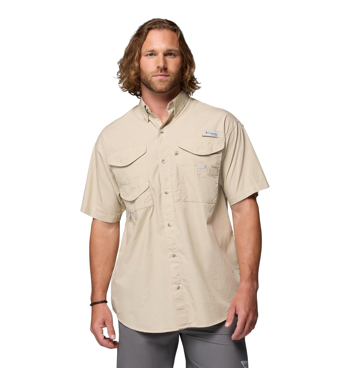Columbia PFG Bonehead Camisa de Manga Corta para Hombre - XL - Fósil