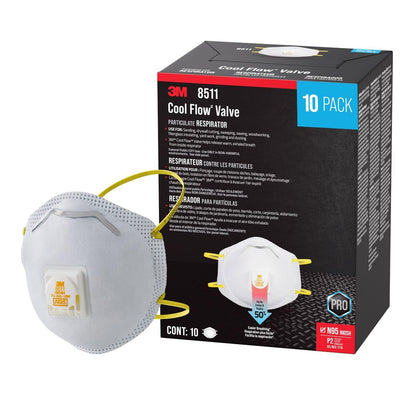 3M Respirador N95 8511 con Válvula de Exhalación - 10 Count (Pack of 1) - Lijado para paneles de yeso