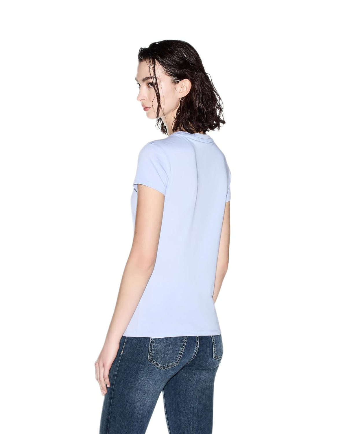 Armani Exchange - Playera básica para Mujer con Logotipo en el Busto