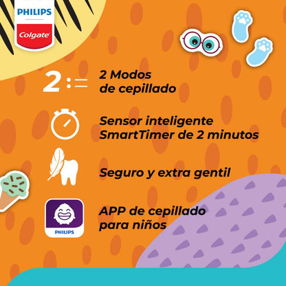 Colgate Philips Sonicpro 10 KIds Cepillo de dientes eléctrico | 31.000 Movimientos por Minuto, Seguro y Suave Para los Dientes de los niños, Funcional con App Interactiva de Cepillado