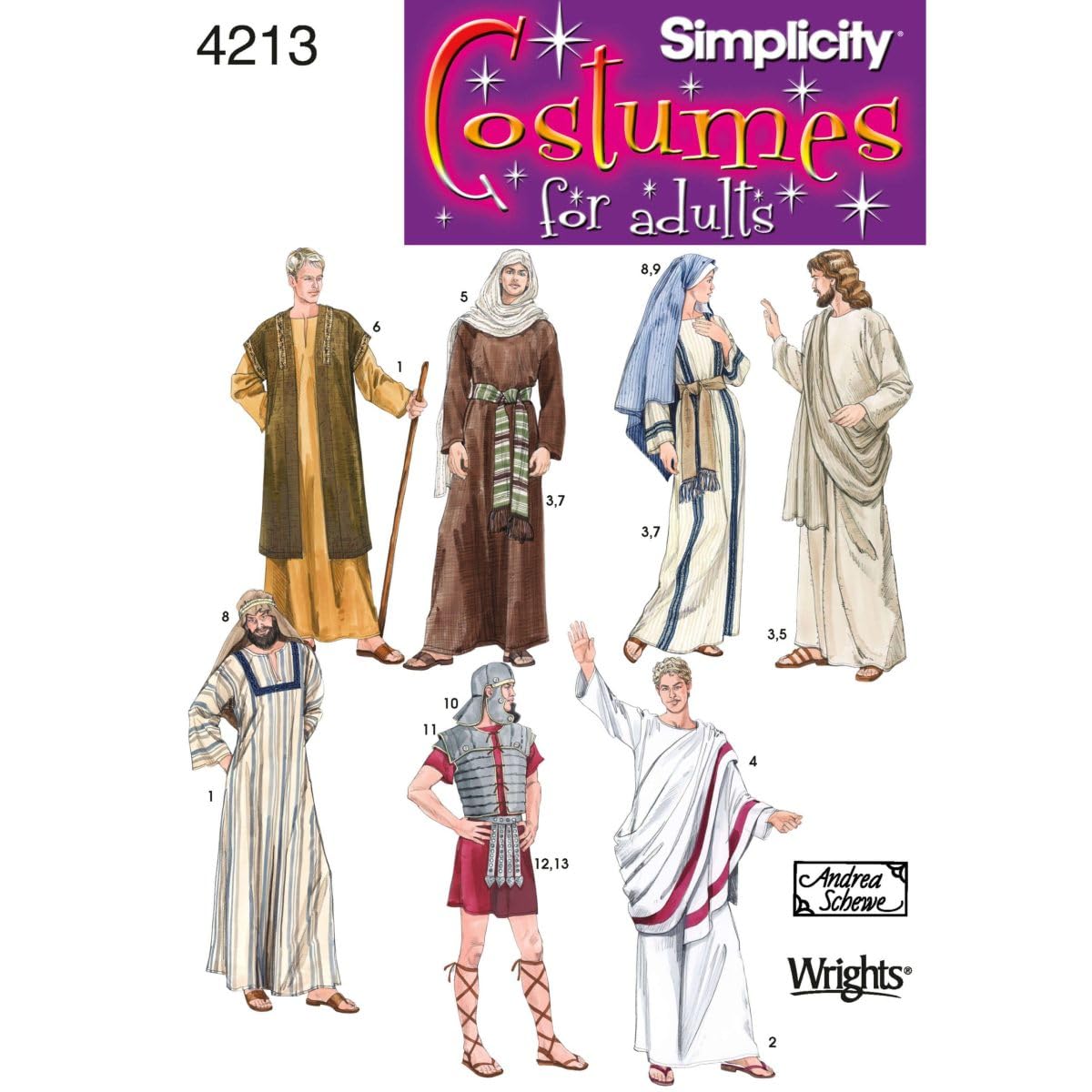 Simplicity 4213 - Patrón histórico de Costura de Disfraz de Halloween para Hombres y Mujeres por Andrea Schewe, Tallas A (XS-XL)