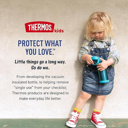 THERMOS FUNTAINER - Botella de agua con popote - 12 onzas - Botella de agua aislada al aspiradora para niños con tapa, corazones