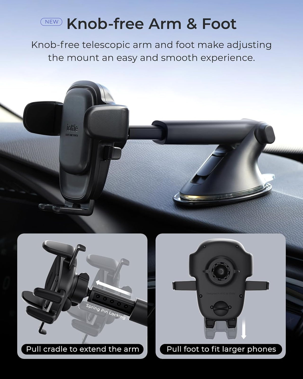 iOttie Easy One Touch Advanced Soporte Universal para salpicadero y Parabrisas con Ventosa para iPhone, Samsung, Google, Todos los teléfonos Inteligentes