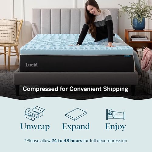 Lucid - Colchoneta de Memory Foam con Gel - Sobrecolchón de 5 Zonas de 7.5 cm - Topper para Colchón - Sensación Suave y Acolchada - Alivia Puntos de Presión - Queen