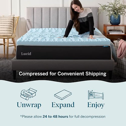 Lucid - Colchoneta de Memory Foam con Gel - Sobrecolchón de 5 Zonas de 7.5 cm - Topper para Colchón - Sensación Suave y Acolchada - Alivia Puntos de Presión - Queen