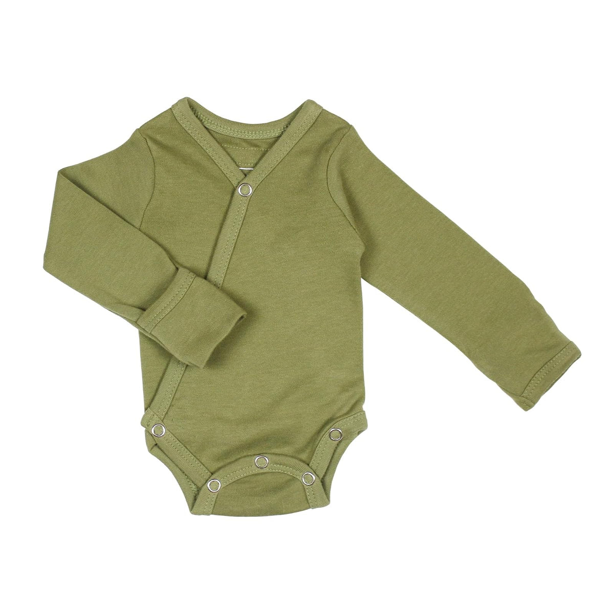 L'ovedbaby Unisex-Baby Organic Cotton Kimono Long Sleeve Bodysuit, Lavender, Newborn (up to 7 lbs.) - Verde salvia - 3-6 Meses