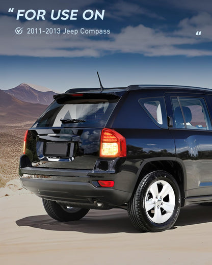 Nilight - Conjunto de luz trasera compatible con 2011 2012 2013 Jeep Compass luz trasera estilo OE lámpara de repuesto para lado del pasajero con bombillas