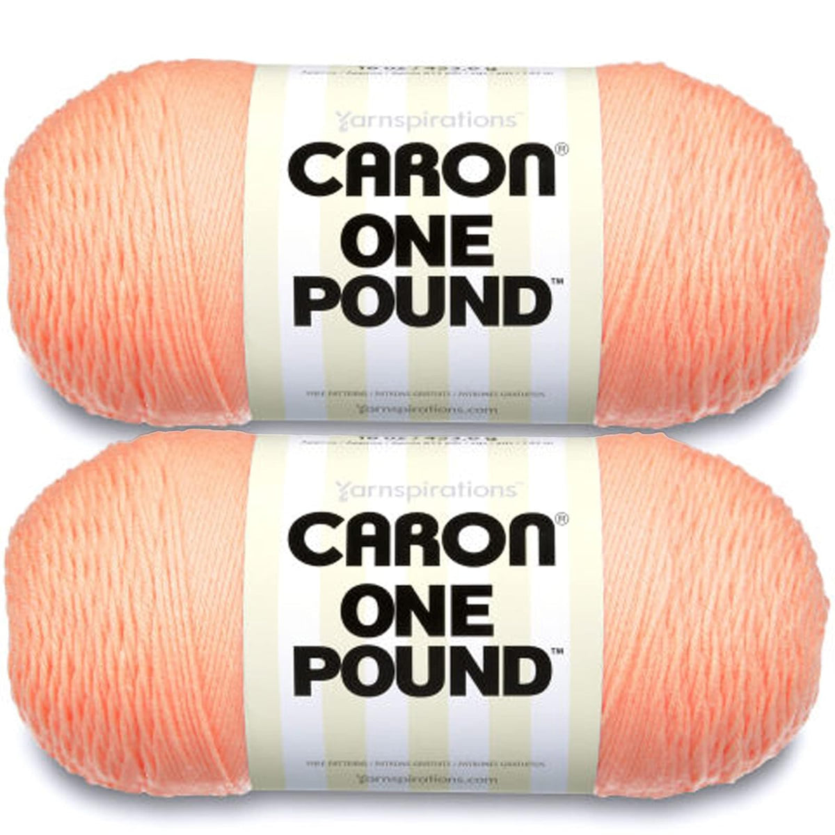 Caron One Pound Estambre Acrílico, Paquete de 2 - Paquete de 2 - Melocotón